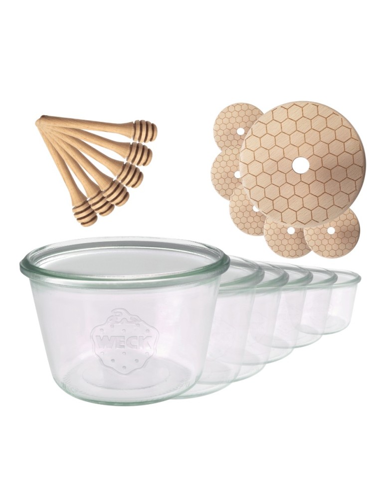 Słoiki weck - Słoiki na miód WECK zestaw słoików do miodu z nabierakiem 370ml W3 6szt EKO - product MODO24.PL 2