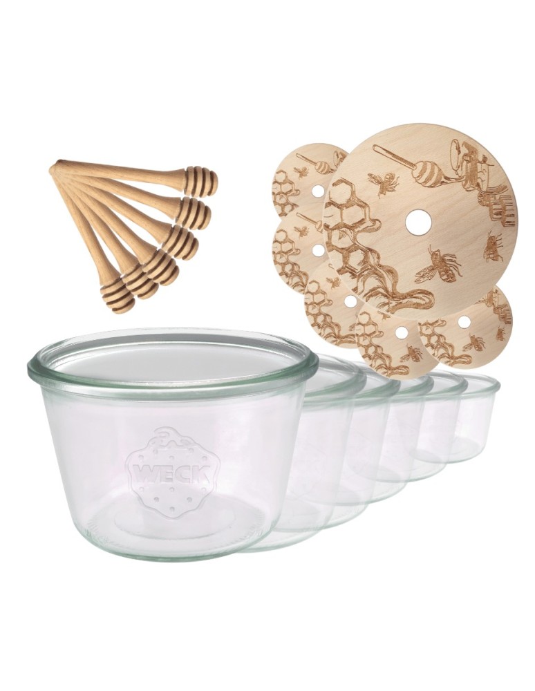 Słoiki weck - Słoiki na miód WECK zestaw słoików do miodu z nabierakiem 370ml W2 6szt EKO - product MODO24.PL 2