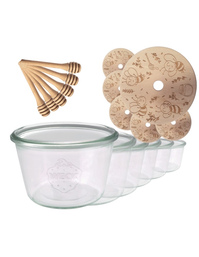 Słoiki weck - Słoiki na miód WECK zestaw słoików do miodu z nabierakiem 370ml W1 6szt EKO - product MODO24.PL 2