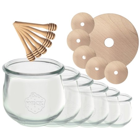 Słoiki na miód WECK zestaw słoików do miodu z nabierakiem 370ml W5 6szt EKO