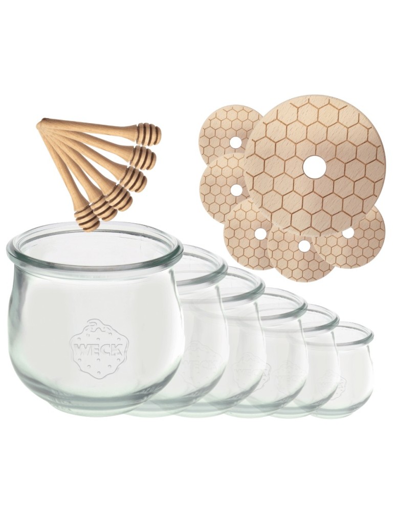 Słoiki weck - Słoiki na miód WECK zestaw słoików do miodu z nabierakiem 370ml W3 6szt EKO - product MODO24.PL 2