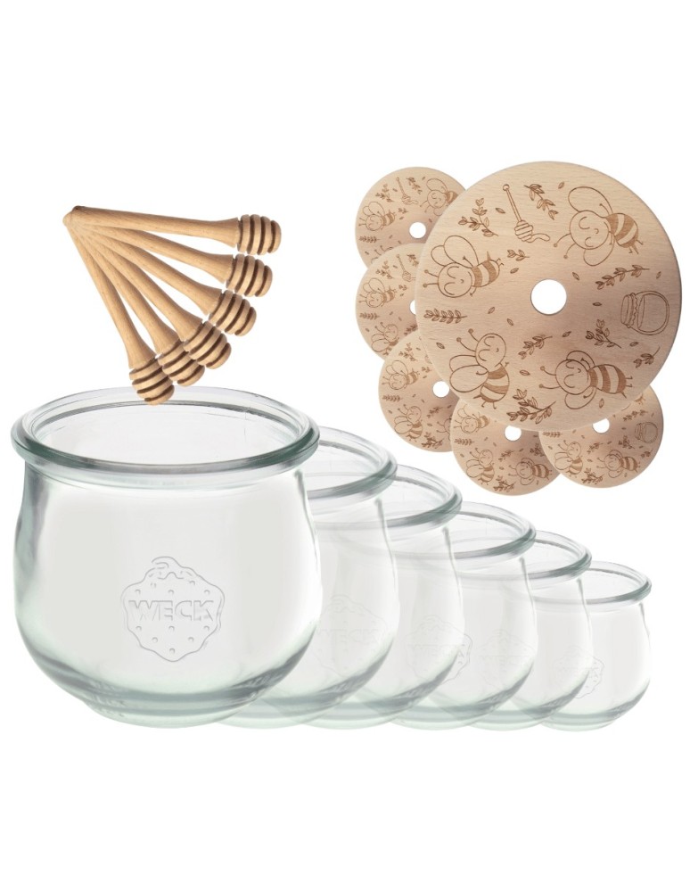 Słoiki weck - Słoiki na miód WECK zestaw słoików do miodu z nabierakiem 370ml W1 6szt EKO - product MODO24.PL 2