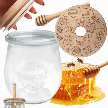Słoik na miód WECK dozownik do miodu słoik do miodu z nabierakiem 220ml W4