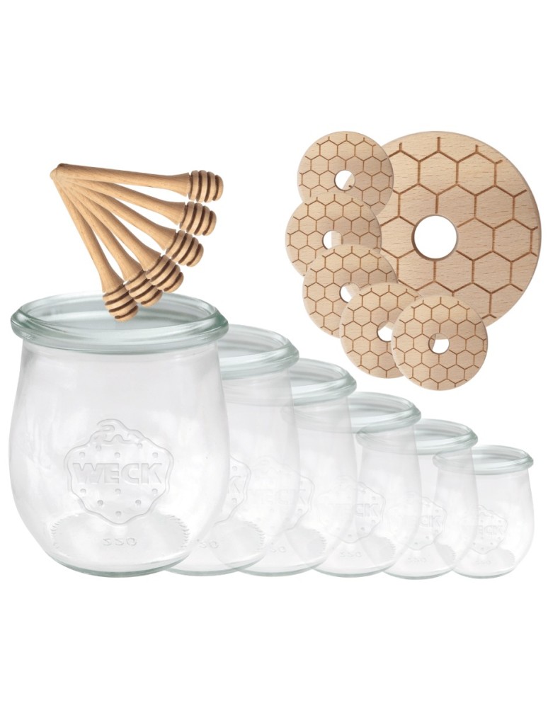 Słoiki weck - Słoiki na miód WECK zestaw słoików do miodu z nabierakiem 220ml W3 6szt EKO - product MODO24.PL 2