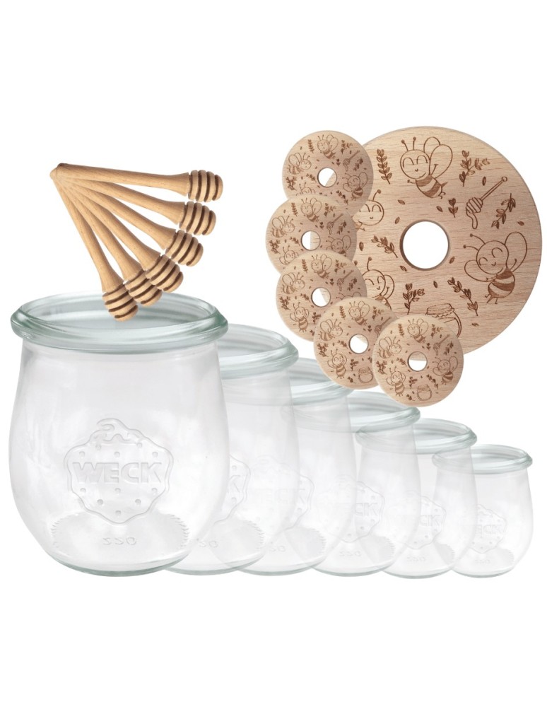 Słoiki weck - Słoiki na miód WECK zestaw słoików do miodu z nabierakiem 220ml W1 6szt EKO - product MODO24.PL 2