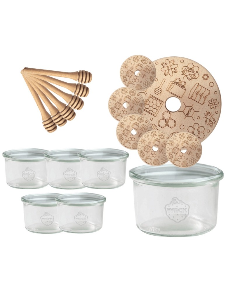 Słoiki weck - Słoiki na miód WECK zestaw słoików do miodu z nabierakiem 200ml W4 6szt EKO - product MODO24.PL 2