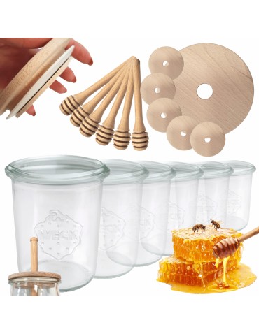 Słoiki na miód WECK zestaw słoików do miodu z nabierakiem 160ml W5 6szt EKO