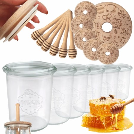 Słoiki na miód WECK zestaw słoików do miodu z nabierakiem 160ml W4 6szt EKO