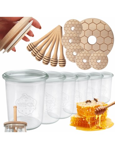 Słoiki na miód WECK zestaw słoików do miodu z nabierakiem 160ml W3 6szt EKO