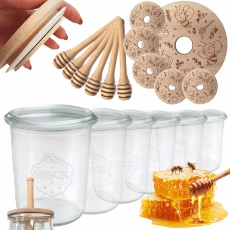 Słoiki na miód WECK zestaw słoików do miodu z nabierakiem 160ml W1 6szt EKO