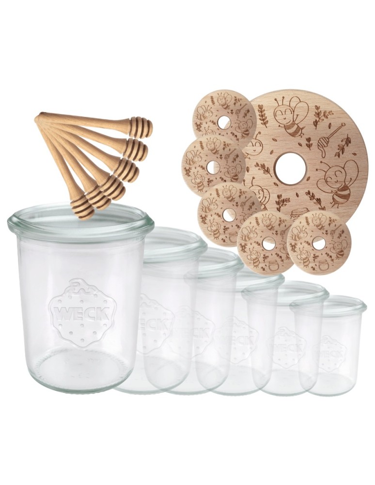 Słoiki weck - Słoiki na miód WECK zestaw słoików do miodu z nabierakiem 160ml W1 6szt EKO - product MODO24.PL 2