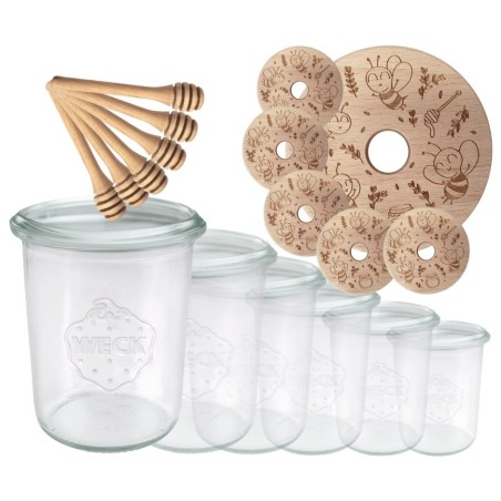 Słoiki na miód WECK zestaw słoików do miodu z nabierakiem 160ml W1 6szt EKO