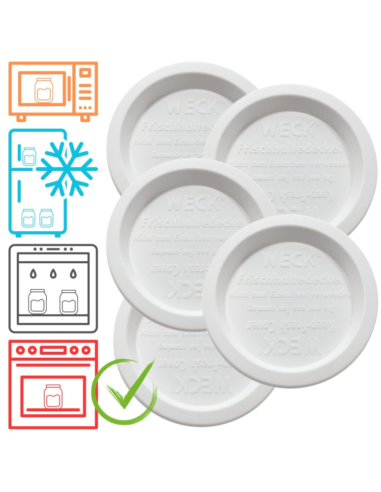 Słoiki i butelki - Słoiki WECK 5szt/ plastikowe wieko 100mm do SŁOIK WECK - produkt MODO24.PL 1