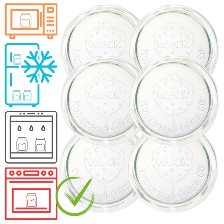Słoiki WECK 6szt/ szklane wieko 80mm do SŁOIK WECK