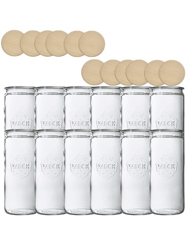 Słoiki Weck 1,575l wazon 1575 MOLD żaroodporne drewniane wieka 12szt CYLINDER - produkt 2