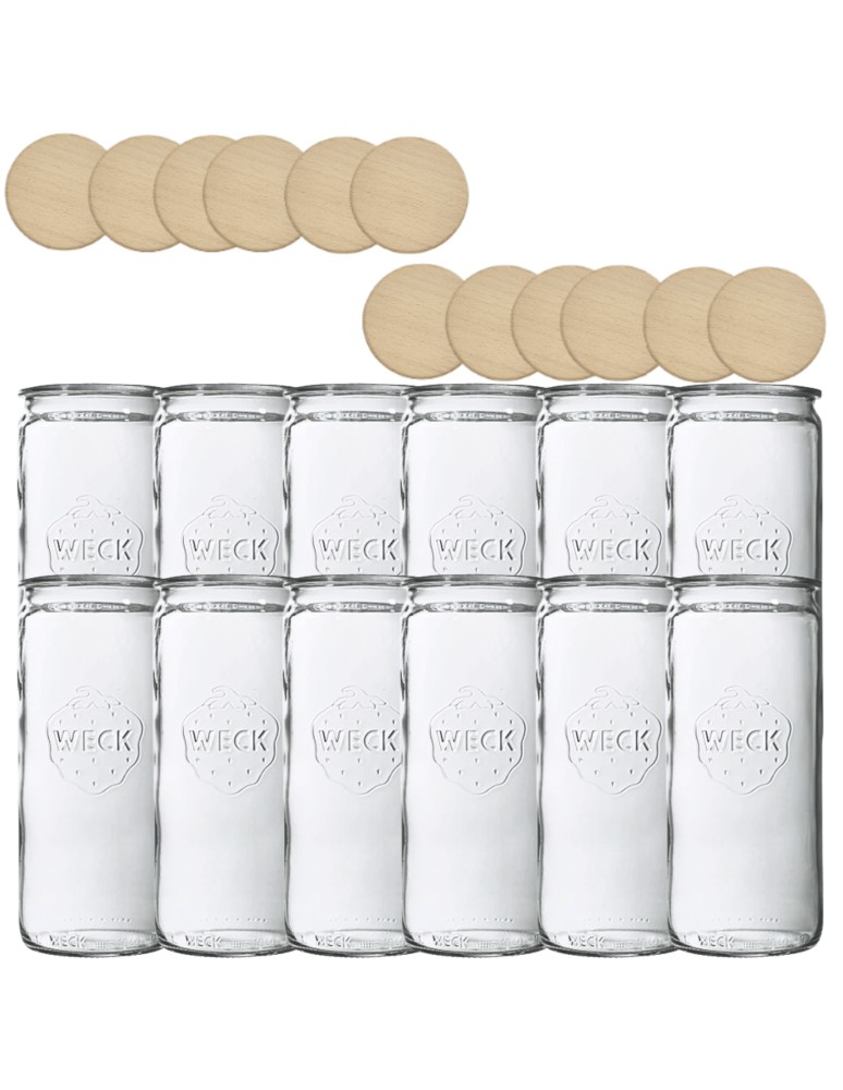 Słoiki weck - Słoiki Weck 1,575l wazon 1575 MOLD żaroodporne drewniane wieka 12szt CYLINDER - product MODO24.PL 2