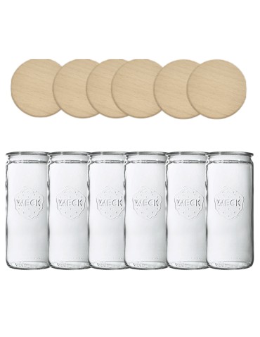 Słoiki Weck 1,575l 1575 wazon MOLD żaroodporne drewniane wieka 6szt CYLINDER - produkt 2