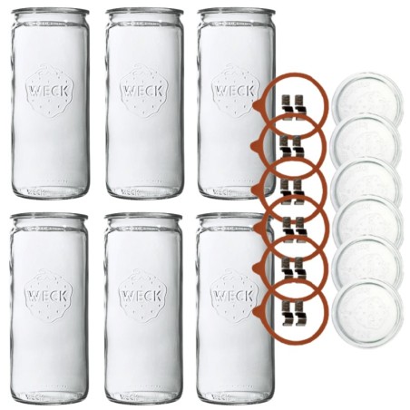 Słoiki Weck 1575 1,575l wazon MOLD weki wek zapinki wieko gumka 6szt CYLINDER
