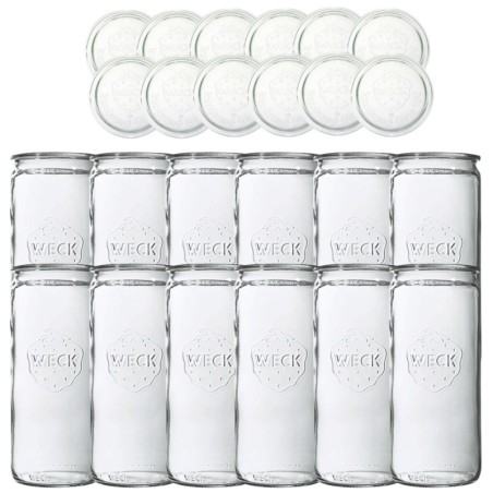 Słoiki Weck 1575 1,575l słoiki wazon MOLD wieka szkło 12szt CYLINDER solidne