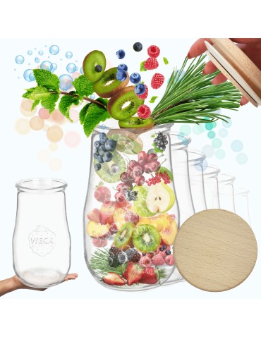 Słoiki Weck 2,7l wazon TULIP żaroodporne drewniane wieka 12szt SOLIDNE 2700