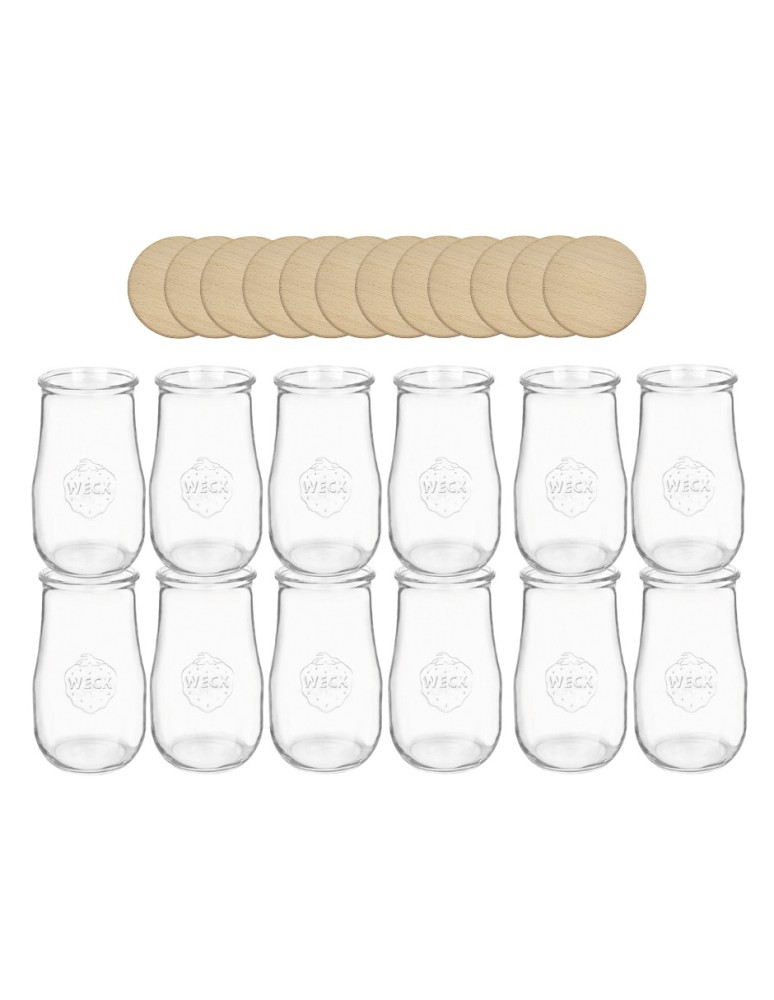 Słoiki weck - Słoiki Weck 2,7l wazon TULIP żaroodporne drewniane wieka 12szt SOLIDNE 2700 - product MODO24.PL 2