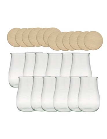 Słoiki Weck 1750ml 1,75l wazon TULIP żaroodporne drewniane wieka 12szt słój - produkt 2