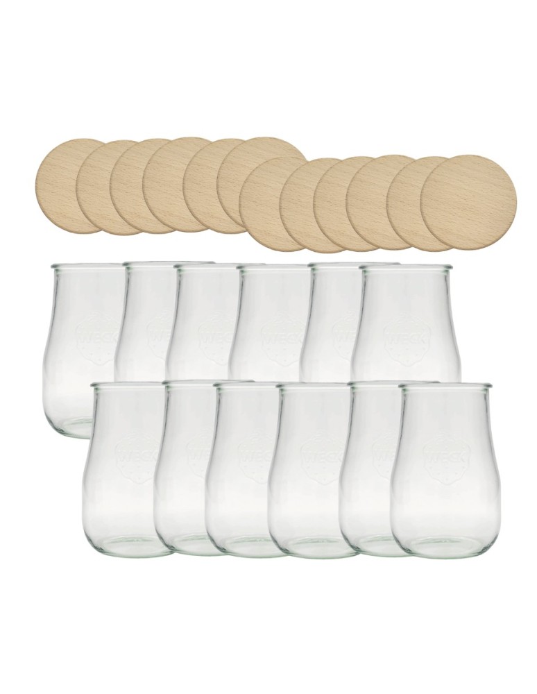 Słoiki weck - Słoiki Weck 1750ml 1,75l wazon TULIP żaroodporne drewniane wieka 12szt słój - product MODO24.PL 2