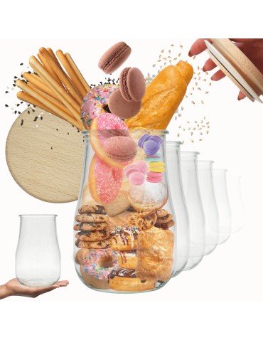 Słoiki Weck 1,75l 1750 ml wazon TULIP żaroodporne drewniane wieka 6szt słój