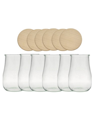 Słoiki Weck 1,75l 1750 ml wazon TULIP żaroodporne drewniane wieka 6szt słój - produkt 2