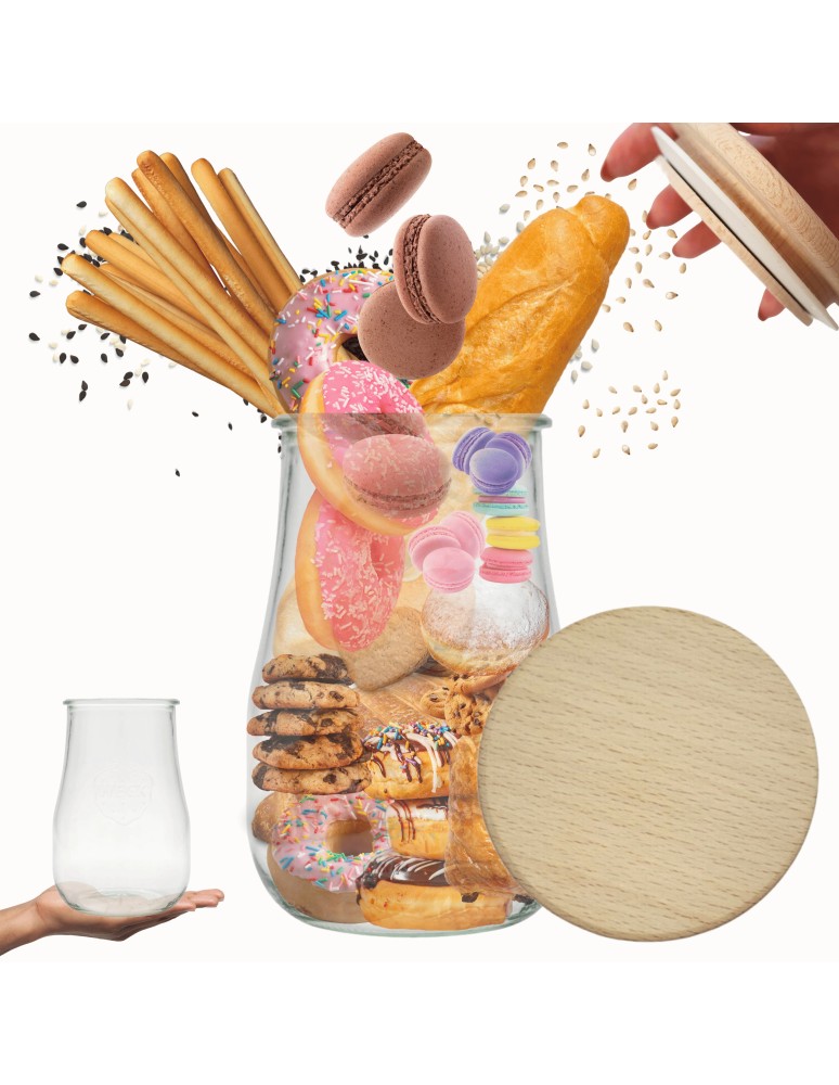Słoiki weck - Słoik Weck 1750ml 1,75l butelka TULIP żaroodporny drewniane wieko 1szt weki - produkt MODO24.PL 1
