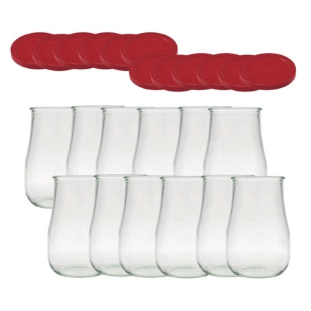 Słoiki Weck 1750ml 1,75l wazon TULIP szczelne silikonowe wieka 12szt TRWAŁE