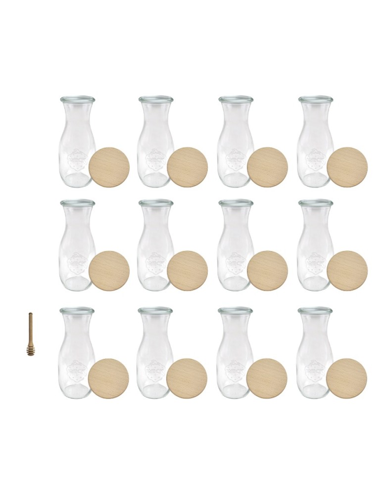 Słoiki i butelki - Słoiki WECK 12szt/ drewniane wieko, nabierak KARAFKA 1l 1062ml BUTELKA - product MODO24.PL 2