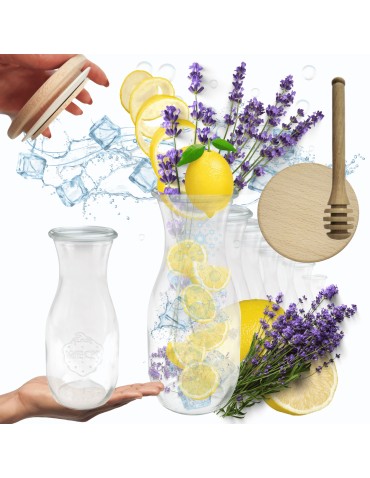 Słoiki WECK 6szt/ drewniane wieko, nabierak KARAFKA 1l 1062ml BUTELKA