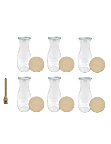 Słoiki WECK 6szt/ drewniane wieko, nabierak KARAFKA 1l 1062ml BUTELKA - produkt 2