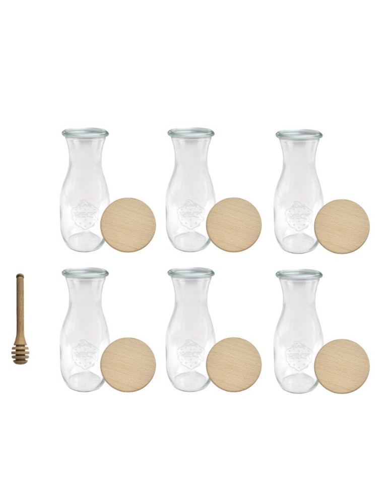 Słoiki i butelki - Słoiki WECK 6szt/ drewniane wieko, nabierak KARAFKA 1l 1062ml BUTELKA - product MODO24.PL 2