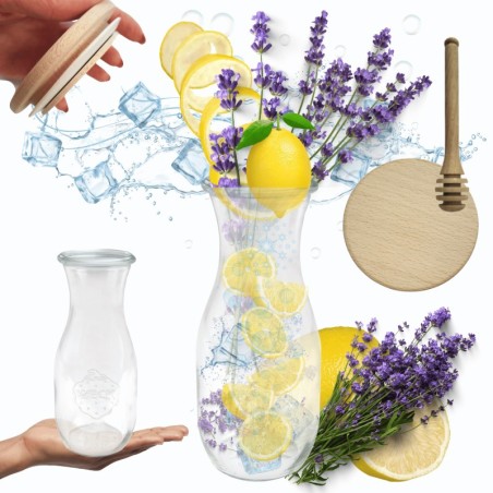 Słoiki WECK / drewniane wieko, nabierak KARAFKA 1l 1062ml BUTELKA