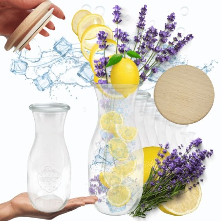 Słoiki WECK 6szt/ drewniane wieko KARAFKA 1l 1062ml BUTELKA