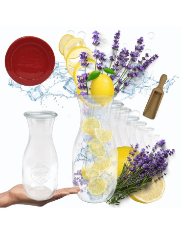 Słoiki i butelki - Słoiki WECK 6szt/ silikonowe wieko, miarka KARAFKA 1l 1062ml BUTELKA - product 11