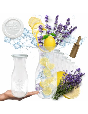 Słoiki i butelki - Słoiki WECK 12szt/ plastikowe wieko, miarka KARAFKA 1l 1062ml BUTELKA - product 11