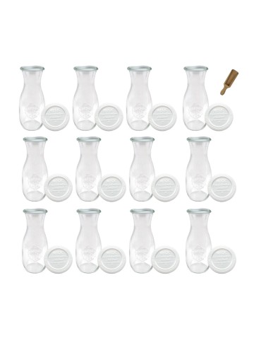 Słoiki i butelki - Słoiki WECK 12szt/ plastikowe wieko, miarka KARAFKA 1l 1062ml BUTELKA - product 12