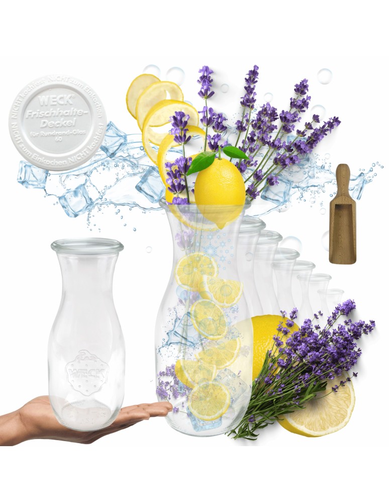 Słoiki i butelki - Słoiki WECK 6szt/ plastikowe wieko, miarka KARAFKA 1l 1062ml BUTELKA - product MODO24.PL 11