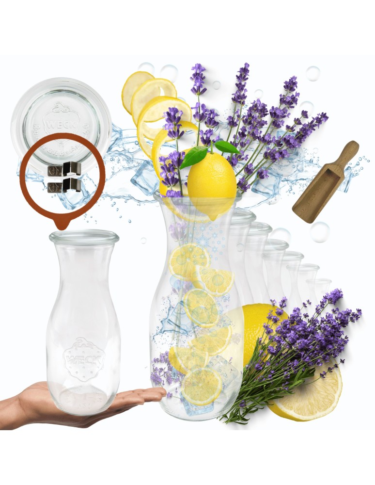 Słoiki i butelki - Słoiki WECK 12szt/ szklane wieko, miarka KARAFKA 1l 1062ml BUTELKA - product MODO24.PL 11