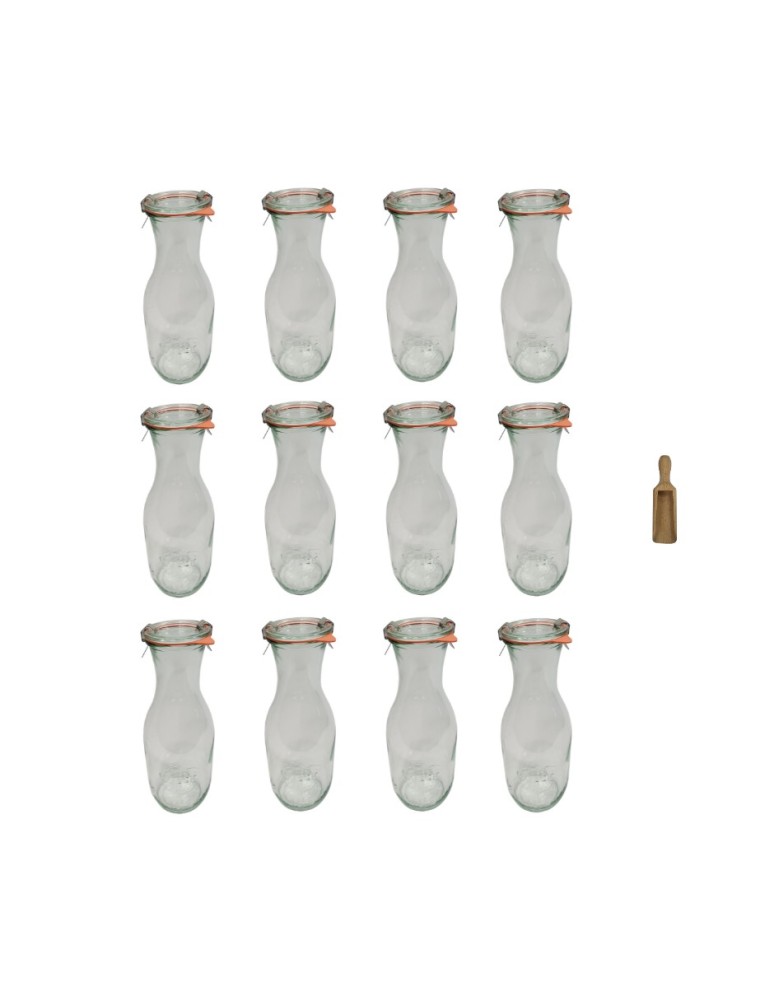 Słoiki i butelki - Słoiki WECK 12szt/ szklane wieko, miarka KARAFKA 1l 1062ml BUTELKA - product MODO24.PL 12
