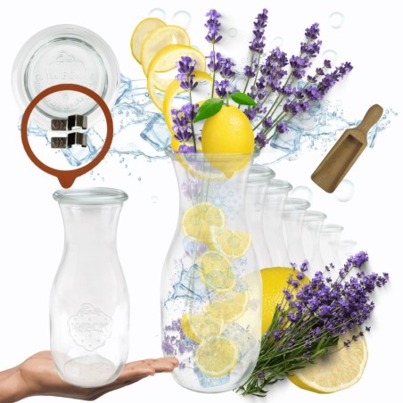 Słoiki WECK 6szt/ szklane wieko, miarka KARAFKA 1l 1062ml BUTELKA