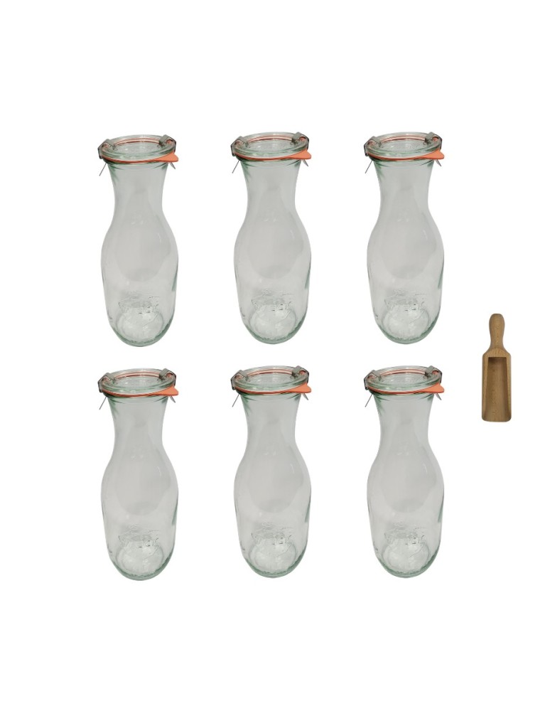 Słoiki i butelki - Słoiki WECK 6szt/ szklane wieko, miarka KARAFKA 1l 1062ml BUTELKA - product MODO24.PL 12