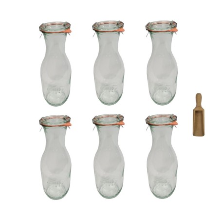 Słoiki WECK 6szt/ szklane wieko, miarka KARAFKA 1l 1062ml BUTELKA