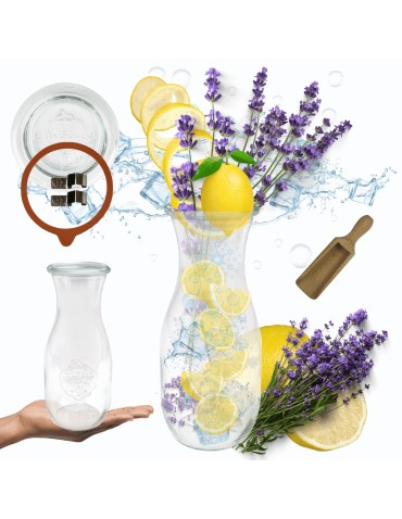 Słoiki i butelki - Słoiki WECK / szklane wieko, miarka KARAFKA 1l 1062ml BUTELKA - product 11