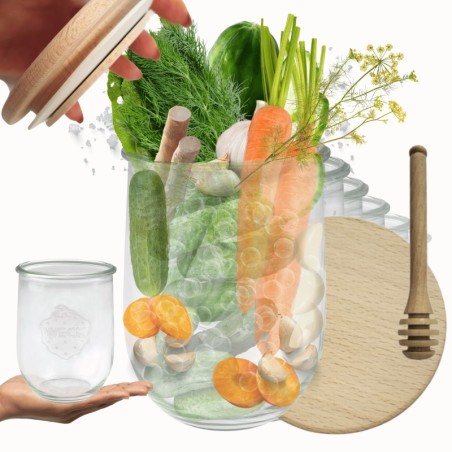 Słoiki WECK 6szt/ drewniane wieko, nabierak słoik 1l 1062ml TULIP