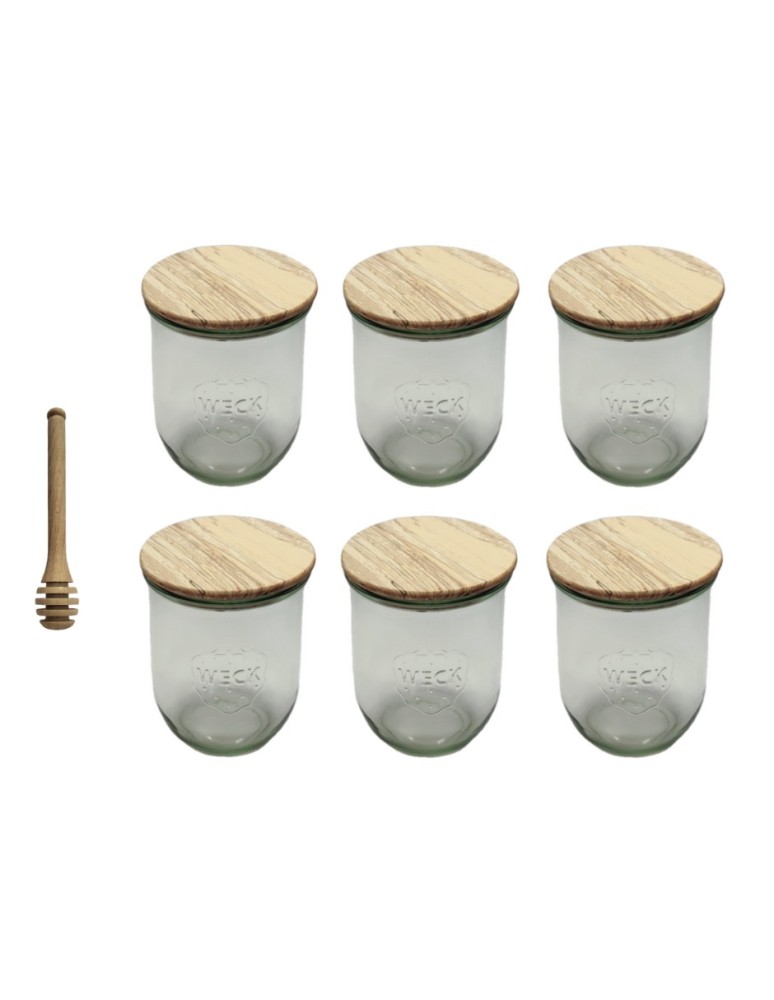 Słoiki i butelki - Słoiki WECK 6szt/ drewniane wieko, nabierak słoik 1l 1062ml TULIP - product MODO24.PL 2