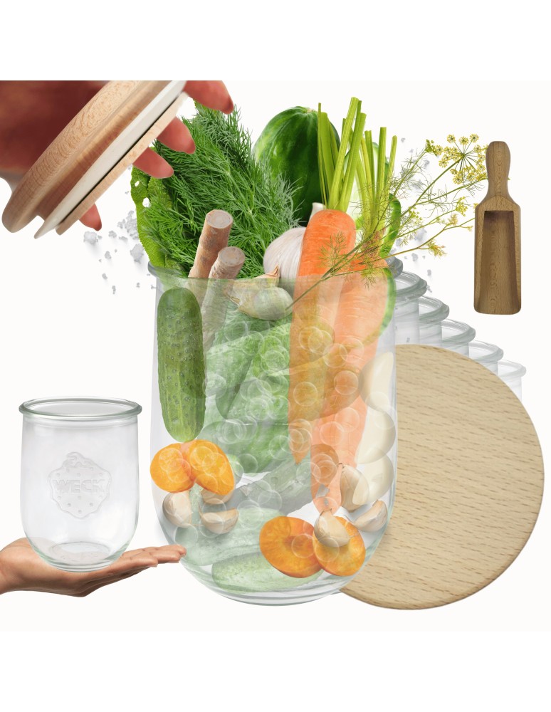 Słoiki i butelki - Słoiki WECK 12szt/ drewniane wieko, miarka słoik 1l 1062ml TULIP - produkt MODO24.PL 1